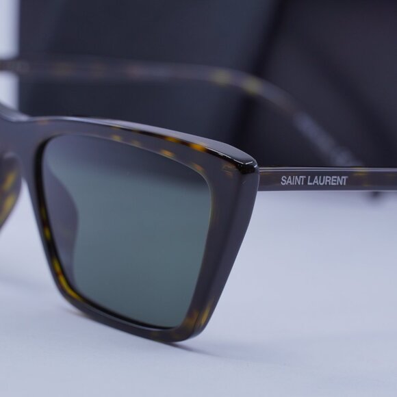 Saint Laurent SL737 MICA THIN 002 Cat Eye Sunglasses - Havana / Grey main image 9